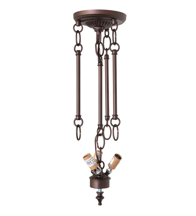 Meyda Tiffany 266889 Three Light Semi-Flushmount Hardware, Mahogany Bronze