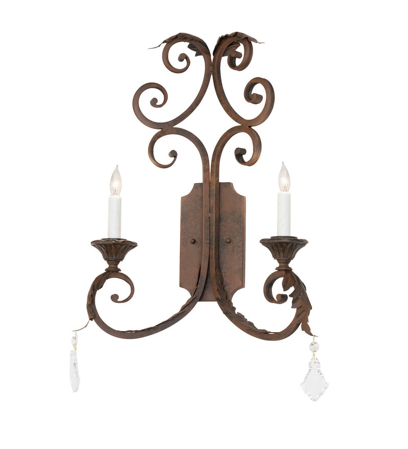 Meyda Tiffany 272441 Two Light Wall Sconce, Distressed Chestnut