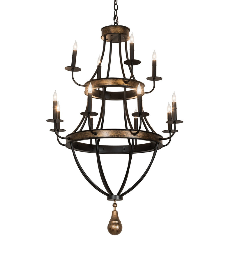 Meyda Tiffany 273088 12 Light Chandelier, Textured Black & Brushed Gold