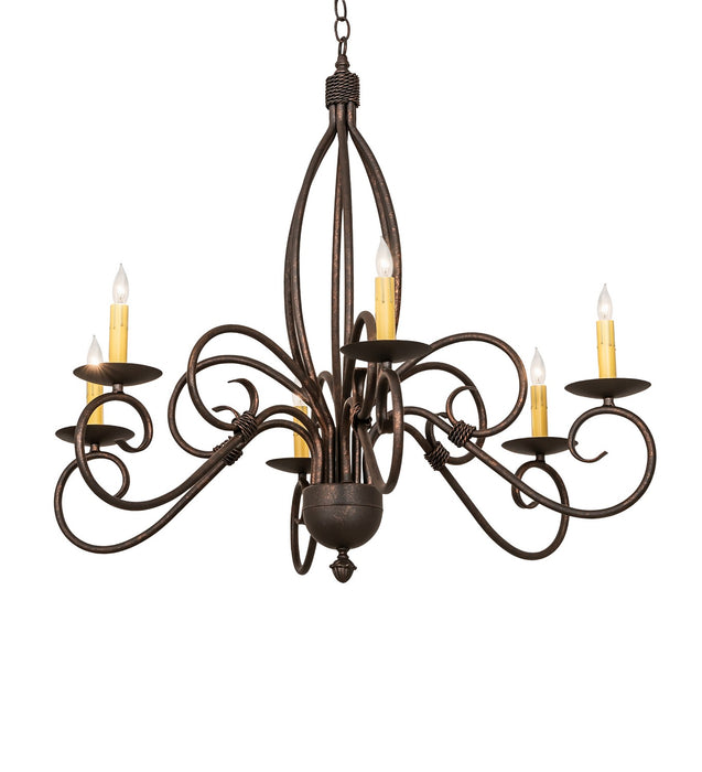 Meyda Tiffany 273531 Six Light Chandelier, Gilded Tobacco