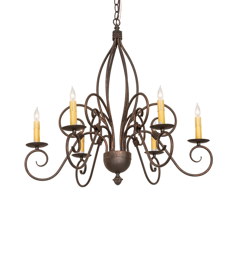 Meyda Tiffany 273533 Six Light Chandelier, Gilded Tobacco
