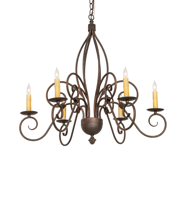 Meyda Tiffany 273533 Six Light Chandelier, Gilded Tobacco