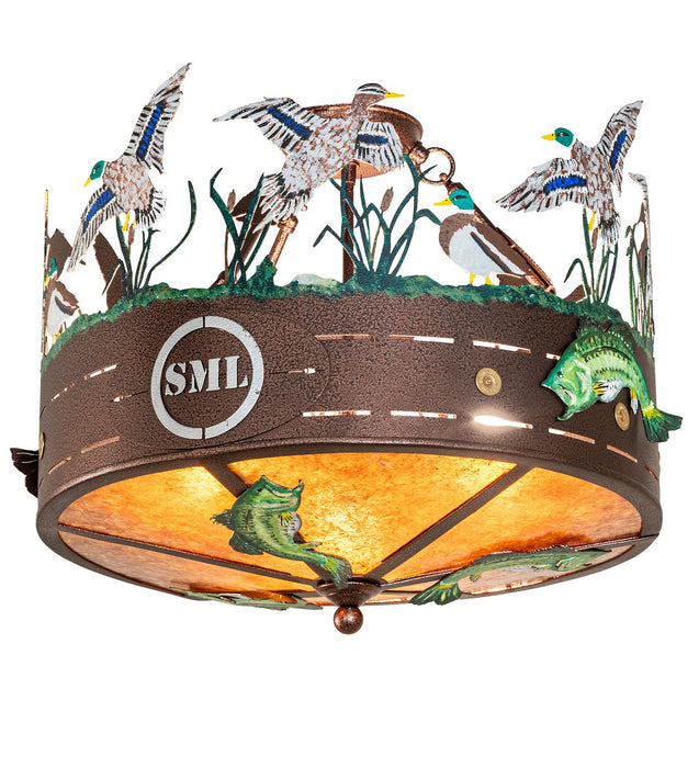 Meyda Tiffany 273701 Three Light Semi-Flushmount, Copper Vein