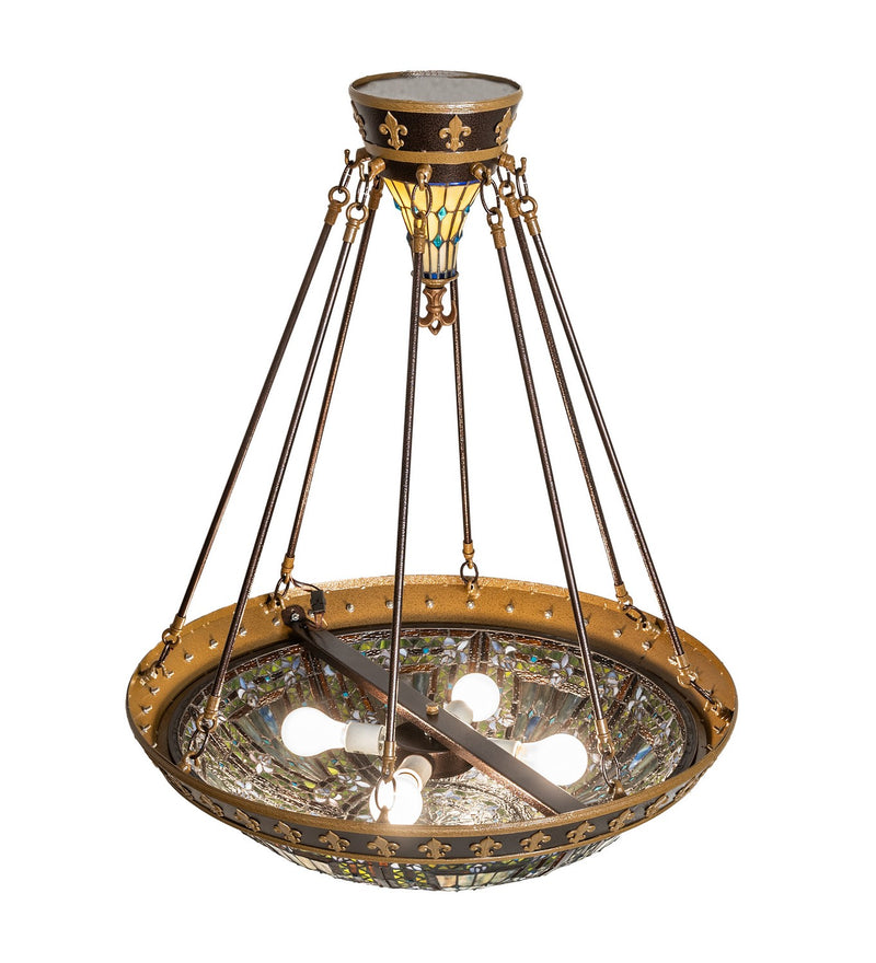 Meyda Tiffany 274269 Four Light Semi-Flushmount, Copper Vein & Nu Gold