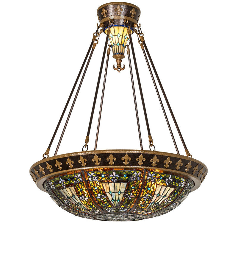 Meyda Tiffany 274269 Four Light Semi-Flushmount, Copper Vein & Nu Gold