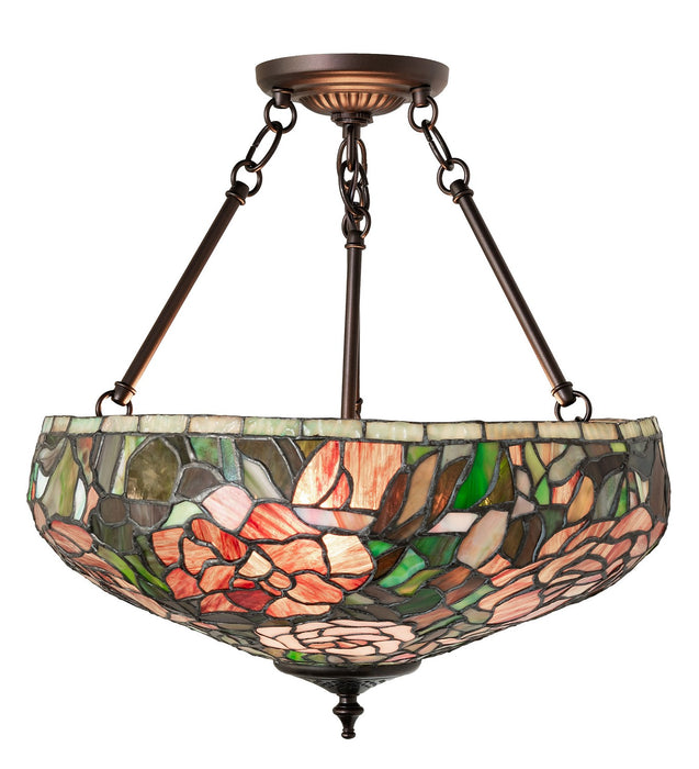 Meyda Tiffany 262137 Three Light Semi-Flushmount, Mahogany Bronze