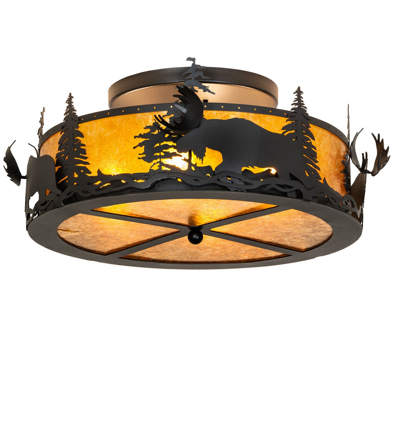 Meyda Tiffany 270060 Two Light Flushmount, Textured Black