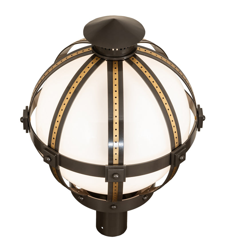 Meyda Tiffany 274447 One Light Post Mount, ExtOil Rubbed Bronze & Goldtastic