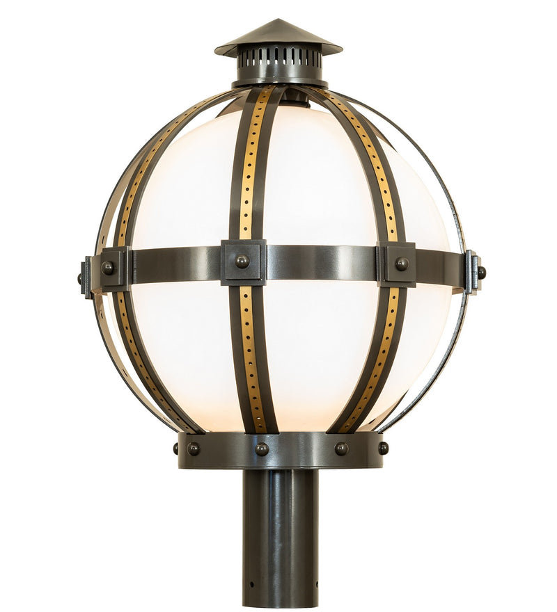 Meyda Tiffany 274447 One Light Post Mount, ExtOil Rubbed Bronze & Goldtastic