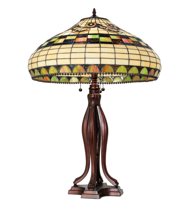 Meyda Tiffany 65469 Three Light Table Lamp, Mahogany Bronze