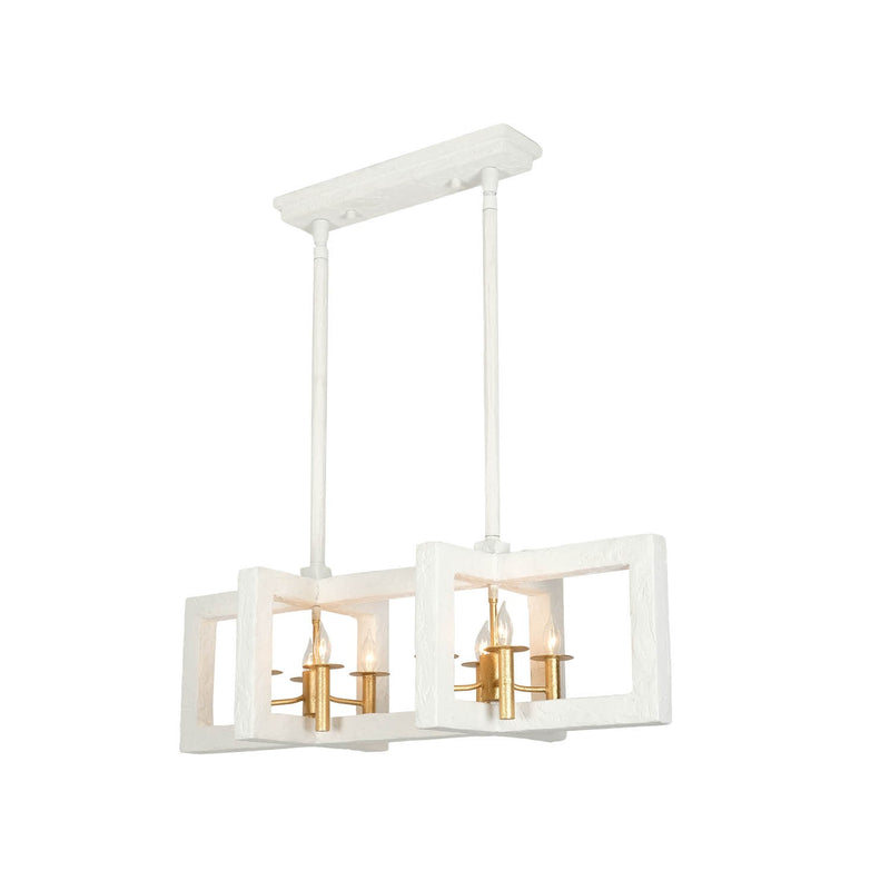 Kalco 522268SGLW Eight Light Island Pendant, Soft Gold and White