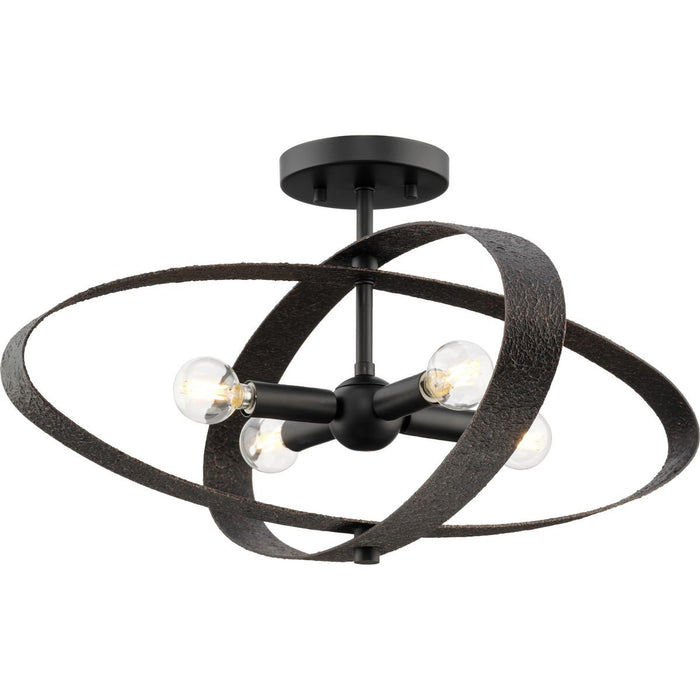 Progress Lighting P350280-31M Four Light Semi-Flush Mount, Matte Black