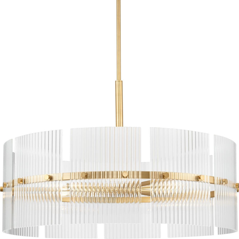 Progress Lighting P400389-205 Six Light Chandelier, Soft Gold