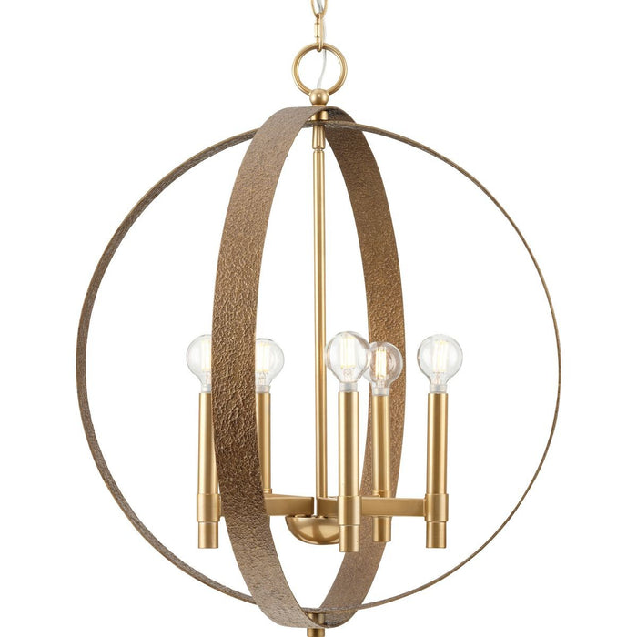 Progress Lighting P400391-205 Five Light Chandelier, Soft Gold