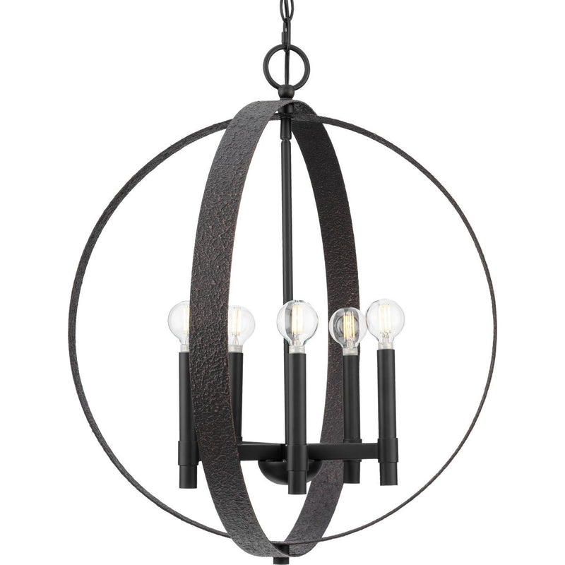 Progress Lighting P400391-31M Five Light Chandelier, Matte Black