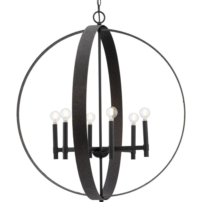 Progress Lighting P400392-31M Six Light Chandelier, Matte Black