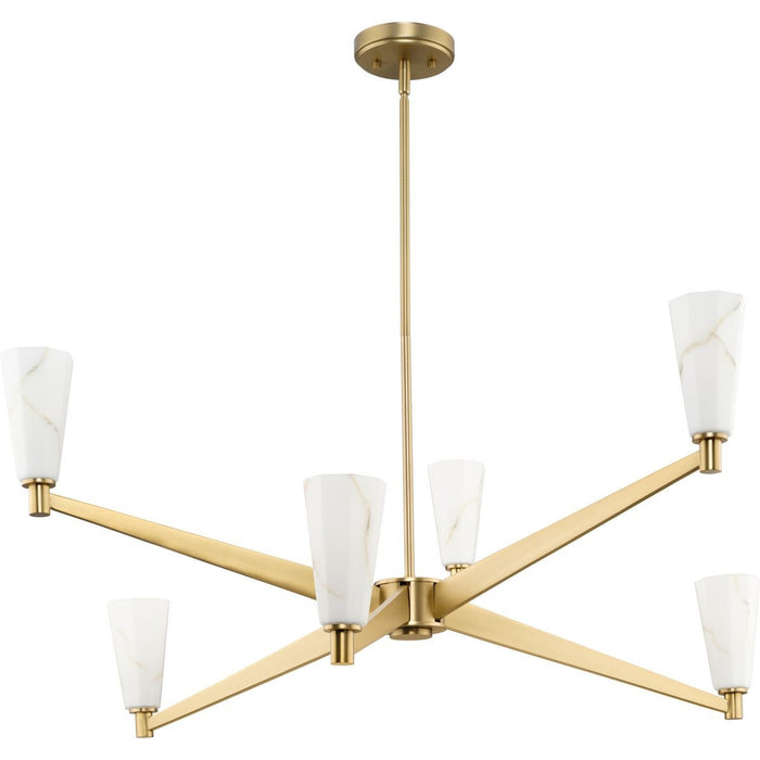 Progress Lighting P400395-109 Six Light Chandelier, Brushed Bronze