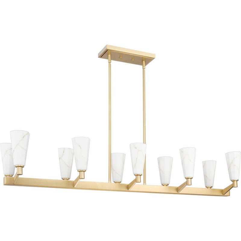 Progress Lighting P400396-109 Ten Light Linear Chandelier, Brushed Bronze