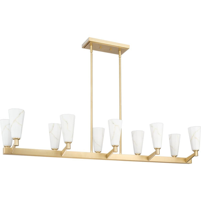 Progress Lighting P400396-109 Ten Light Linear Chandelier, Brushed Bronze