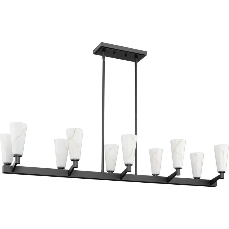 Progress Lighting P400396-31M Ten Light Linear Chandelier, Matte Black