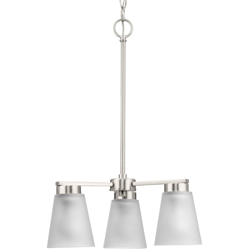 Progress Lighting P400400-009 Three Light Chandelier, Brushed Nickel