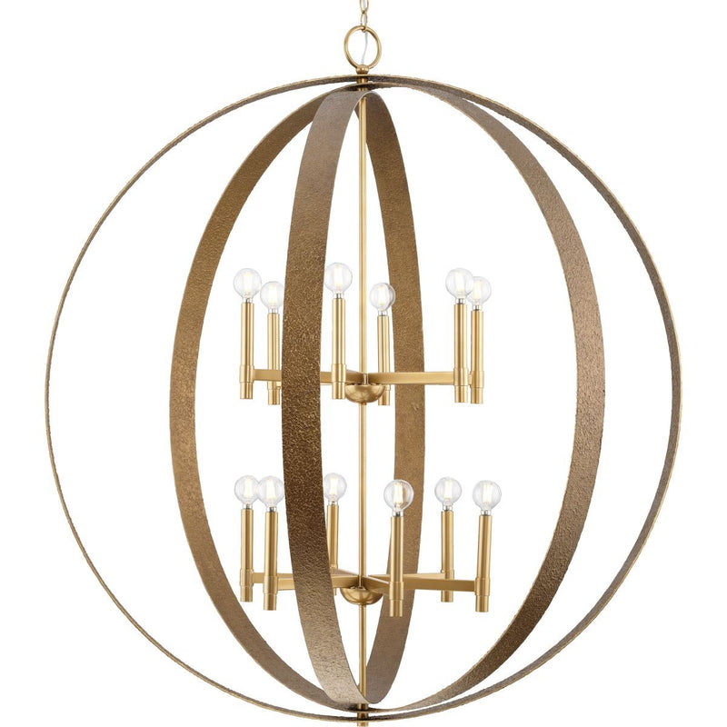 Progress Lighting P400409-205 12 Light Chandelier, Soft Gold