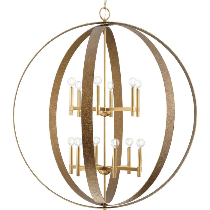 Progress Lighting P400409-205 12 Light Chandelier, Soft Gold