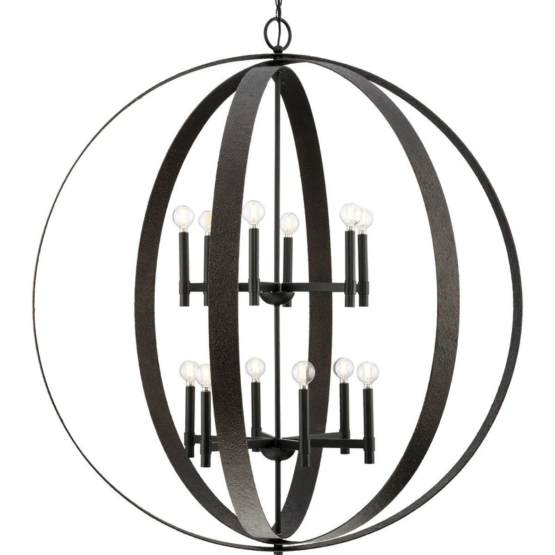 Progress Lighting P400409-31M 12 Light Chandelier, Matte Black