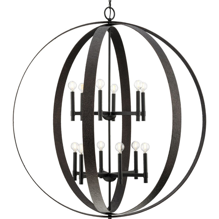Progress Lighting P400409-31M 12 Light Chandelier, Matte Black