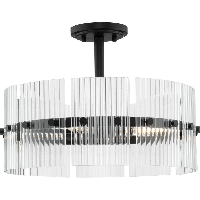 Progress Lighting P500456-31M Four Light Pendant, Matte Black