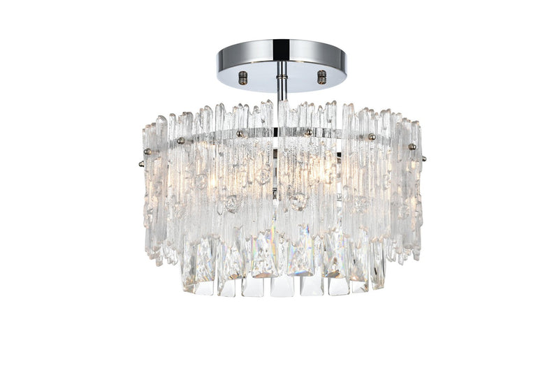 Elegant Lighting 1780F12C Three Light Flush Mount, Chrome