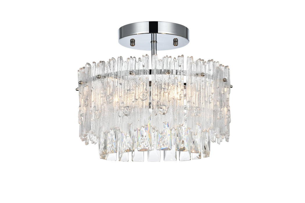Elegant Lighting 1780F12C Three Light Flush Mount, Chrome