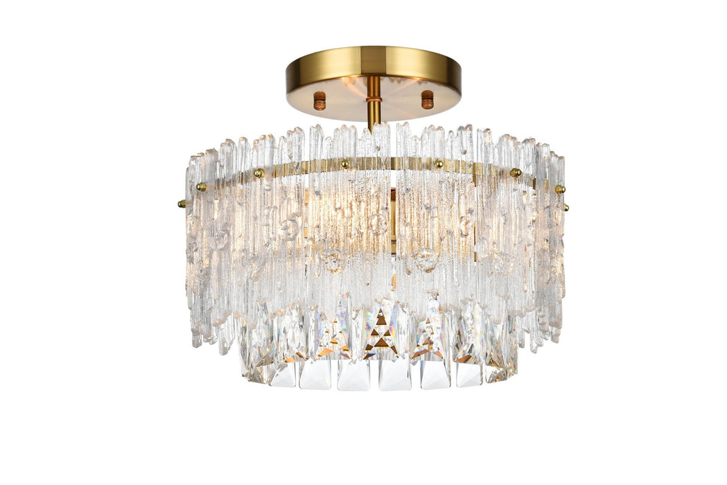 Elegant Lighting 1780F12SG Three Light Flush Mount, Satin Gold
