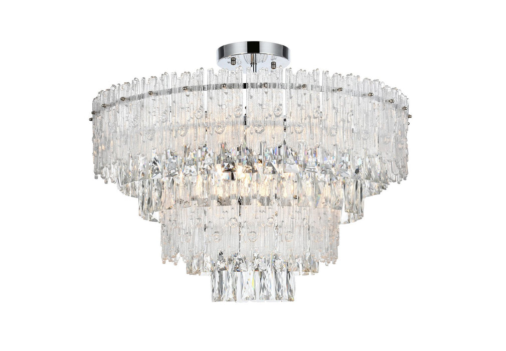 Elegant Lighting 1780F25C Eight Light Flush Mount, Chrome