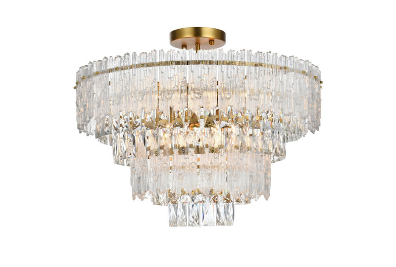 Elegant Lighting 1780F25SG Eight Light Flush Mount, Satin Gold