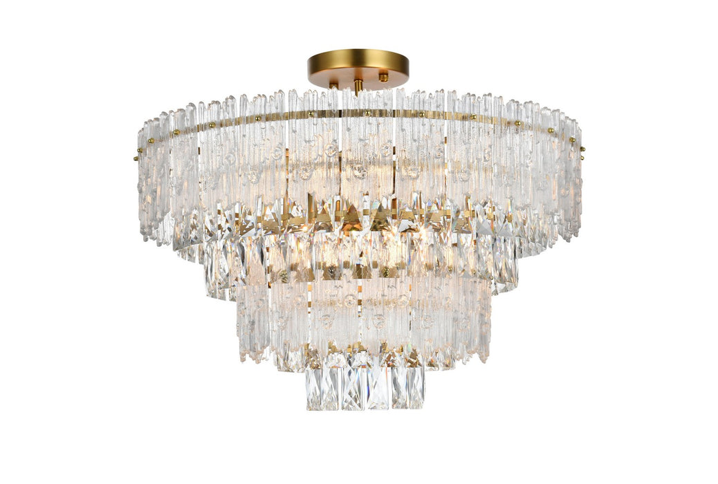 Elegant Lighting 1780F25SG Eight Light Flush Mount, Satin Gold
