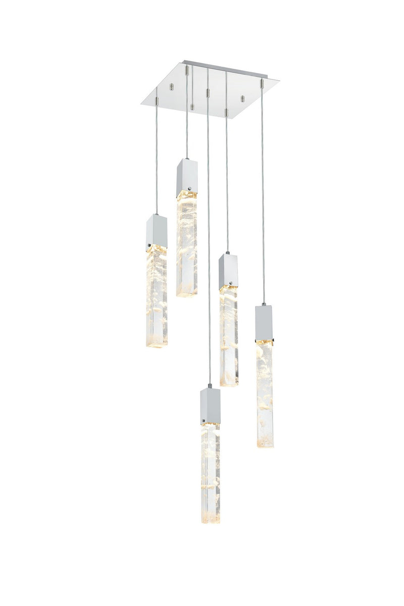 Elegant Lighting 2088D16C Five Light Pendant, Chrome