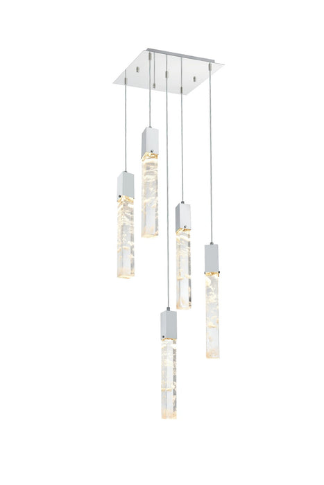 Elegant Lighting 2088D16C Five Light Pendant, Chrome