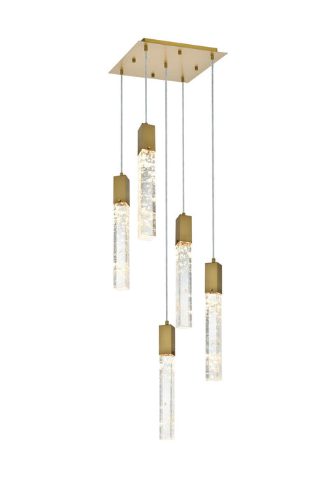 Elegant Lighting 2088D16SG Five Light Pendant, Satin Gold