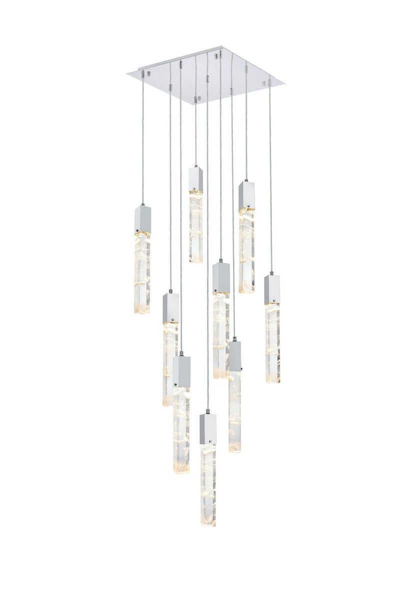 Elegant Lighting 2088D20C Nine Light Pendant, Chrome