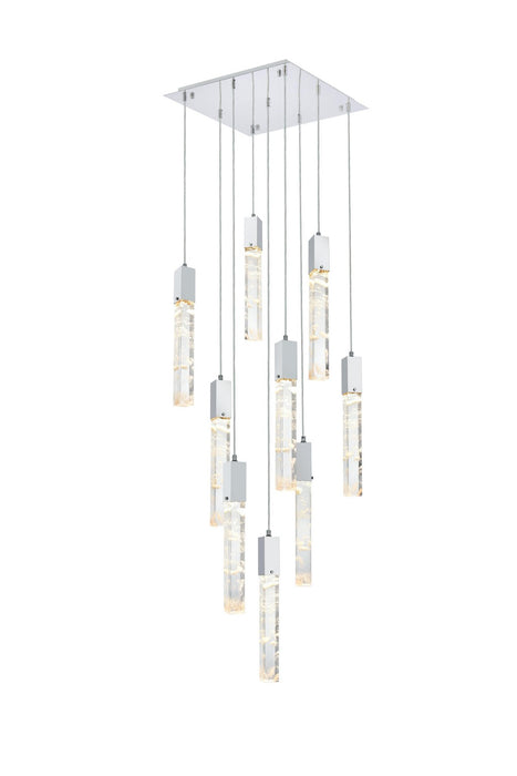 Elegant Lighting 2088D20C Nine Light Pendant, Chrome