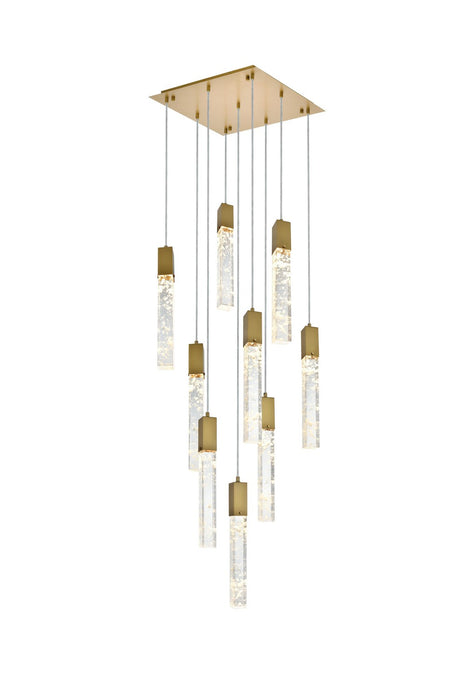 Elegant Lighting 2088D20SG Nine Light Pendant, Satin Gold