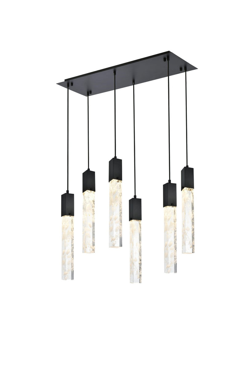 Elegant Lighting 2088D32BK Six Light Pendant, Black