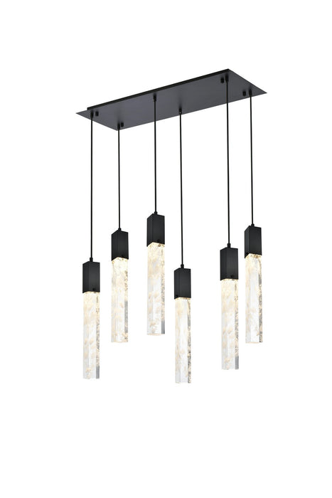 Elegant Lighting 2088D32BK Six Light Pendant, Black