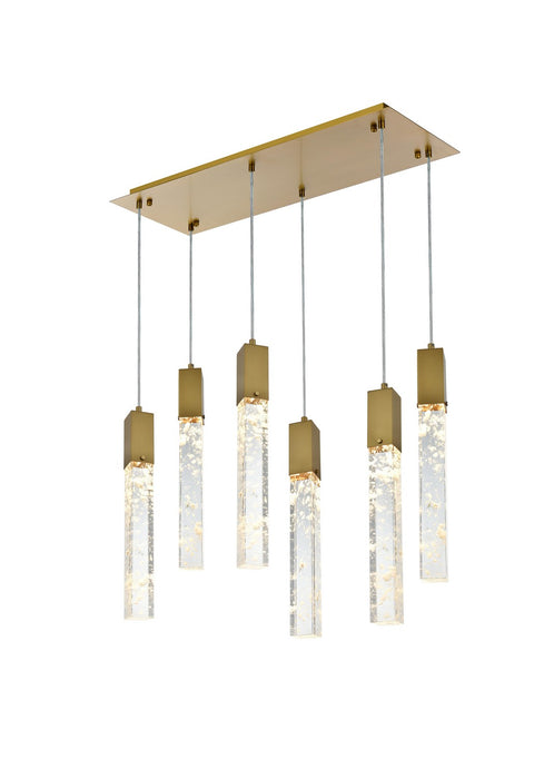 Elegant Lighting 2088D32SG Six Light Pendant, Satin Gold