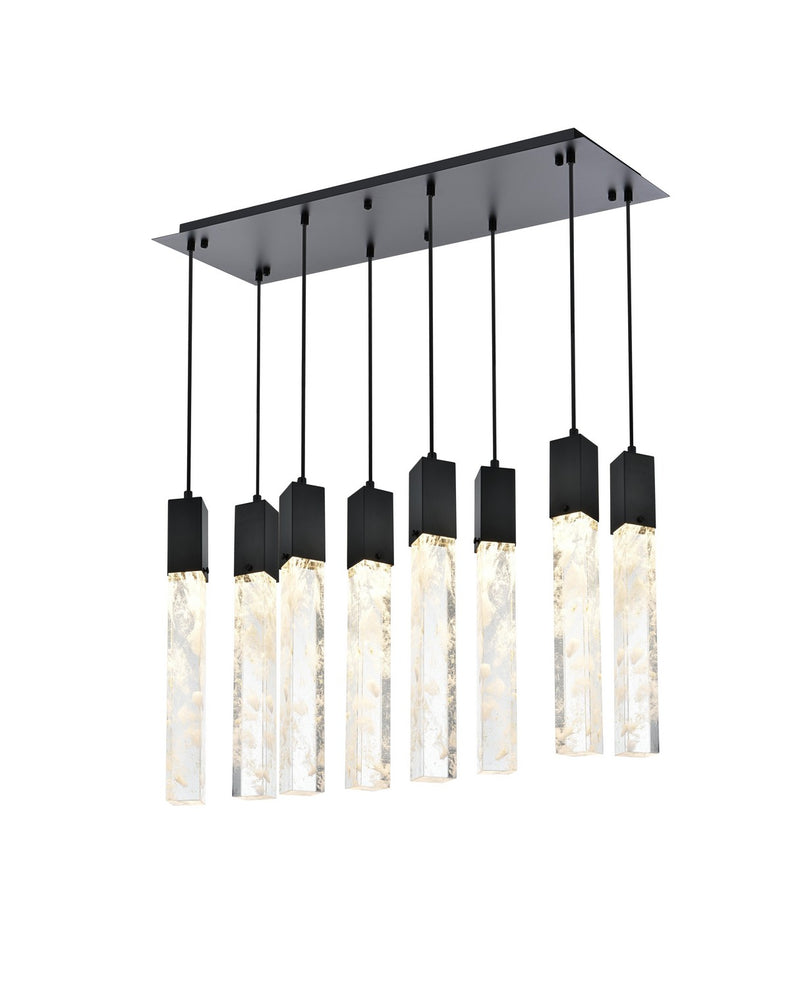 Elegant Lighting 2088D36BK Eight Light Pendant, Black