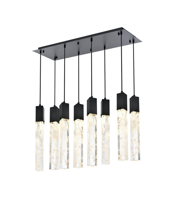 Elegant Lighting 2088D36BK Eight Light Pendant, Black