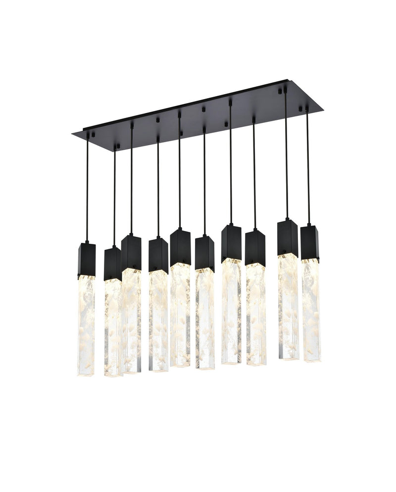 Elegant Lighting 2088D42BK Ten Light Pendant, Black