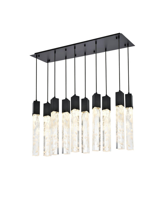 Elegant Lighting 2088D42BK Ten Light Pendant, Black