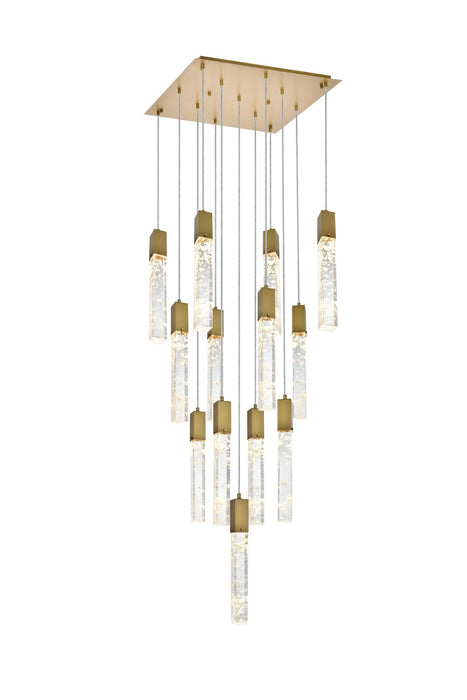 Elegant Lighting 2088G26SG 13 Light Pendant, Satin Gold
